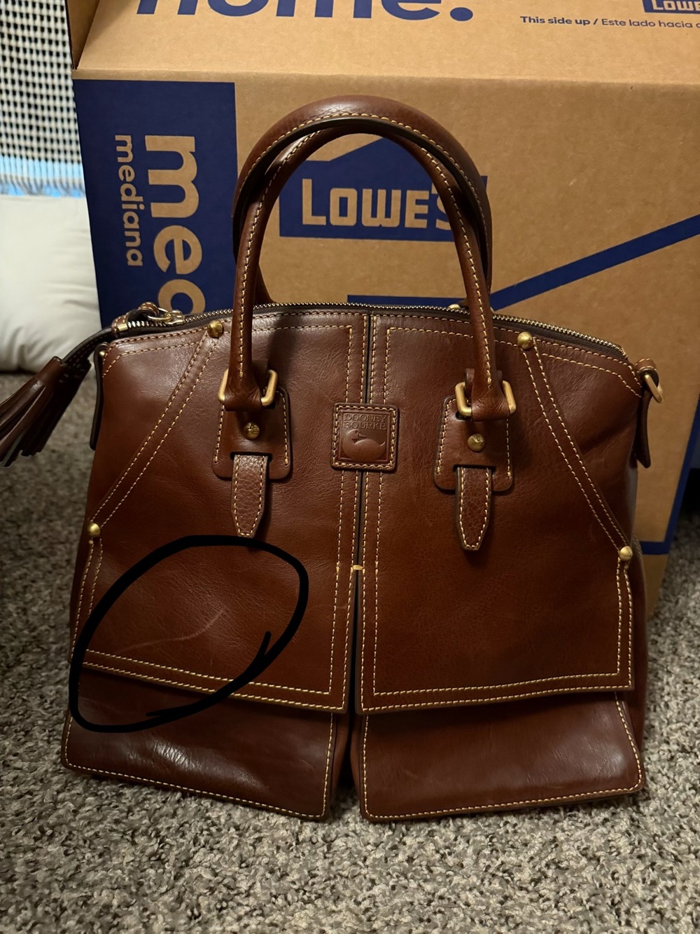 Dooney & Bourke Brown Leather Double-Handle Satchel - Picture 1 of 3